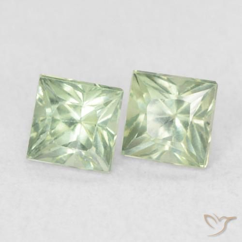 Pedras preciosas de Safira Luz verde natural de 0.48 ct, Quadrado, VS