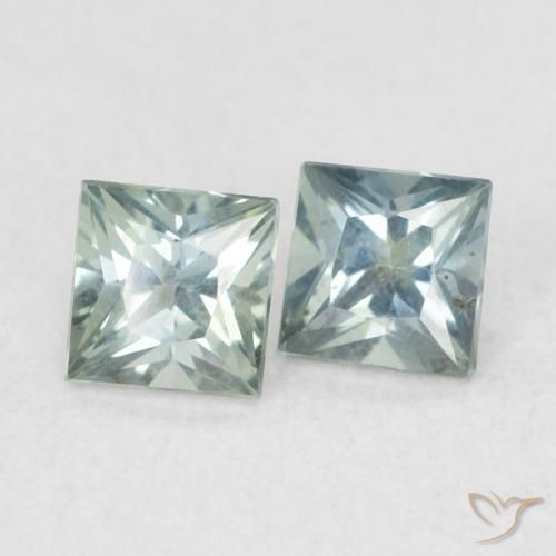 Pedras preciosas de Safira cinza esverdeado natural de 0.43 ct, Quadrado, VS