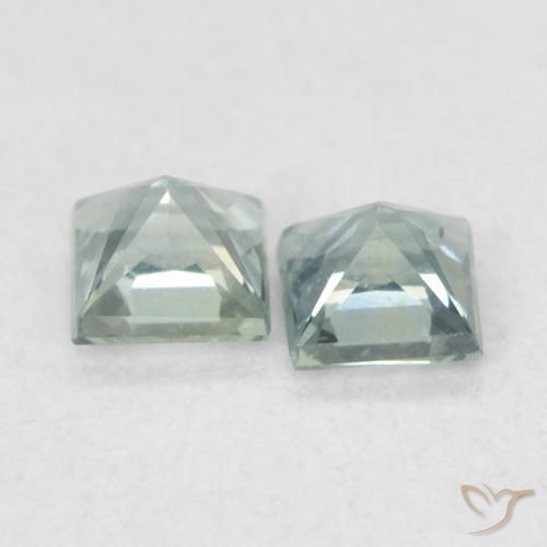 Pedras preciosas de Safira cinza esverdeado natural de 0.43 ct, Quadrado, VS