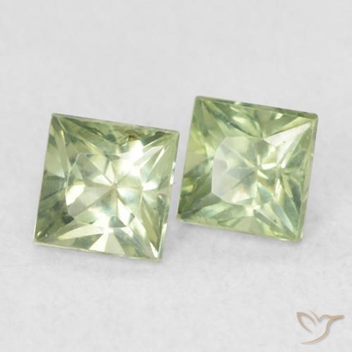 Pedras preciosas de Safira verde quente natural de 0.45 ct, Quadrado, VS