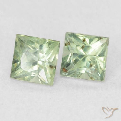 Pedras preciosas de Safira Verde médio natural de 0.47 ct, Quadrado, VS