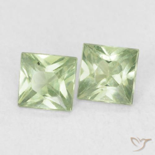 Pedras preciosas de Safira Verde Sábio Muito Claro natural de 0.36 ct, Quadrado, VS
