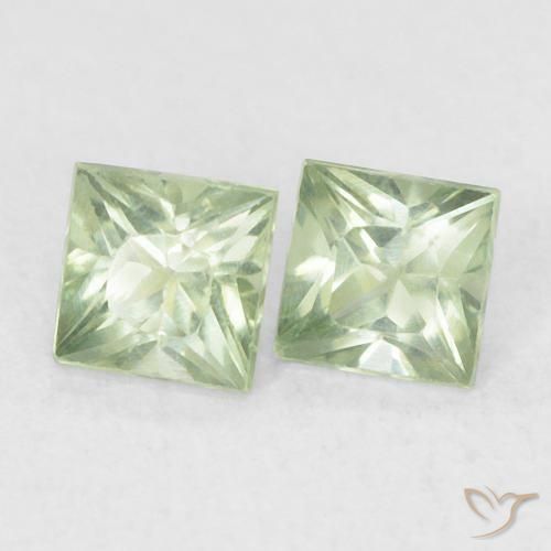 Pedras preciosas de Safira Verde Sábio Muito Claro natural de 0.43 ct, Quadrado, VS