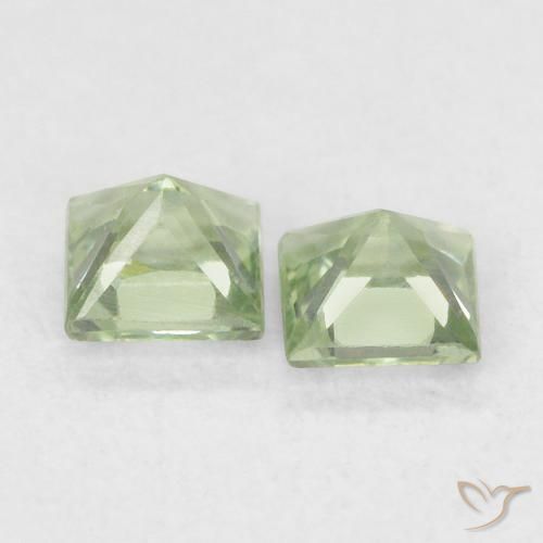 Pedras preciosas de Safira Verde Sábio Muito Claro natural de 0.43 ct, Quadrado, VS