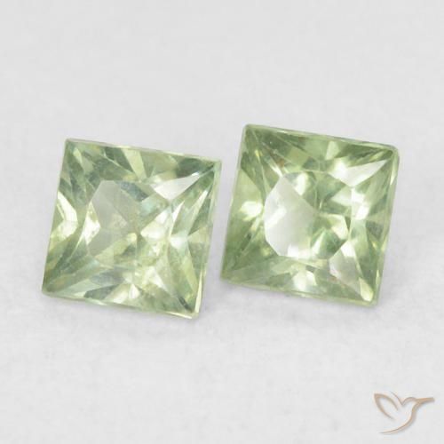 Pedras preciosas de Safira Verde médio natural de 0.43 ct, Quadrado, VS