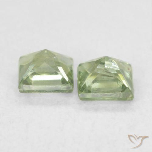 Pedras preciosas de Safira Verde médio natural de 0.43 ct, Quadrado, VS
