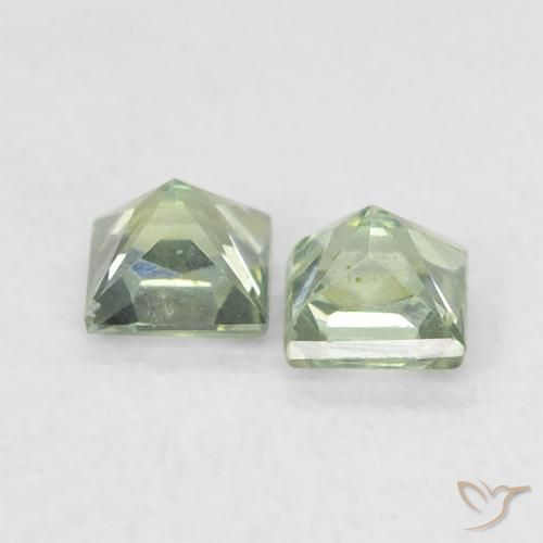 Pedras preciosas de Safira Luz verde natural de 0.44 ct, Quadrado, VS