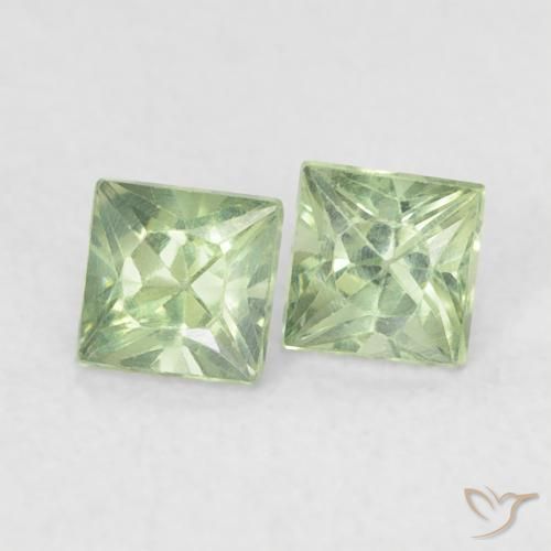 Pedras preciosas de Safira Verde Sábio Claro natural de 0.44 ct, Quadrado, VS