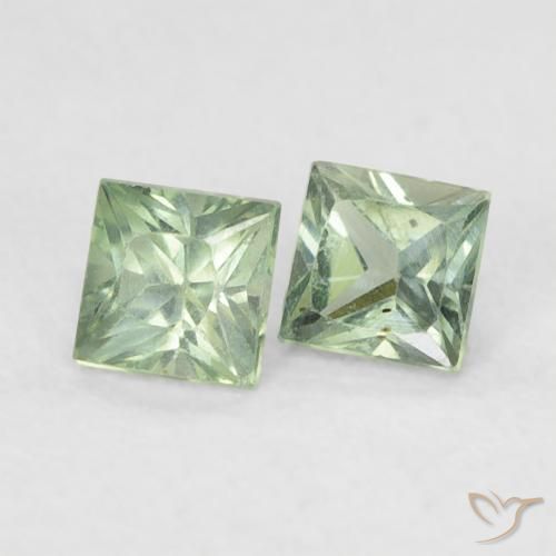 Pedras preciosas de Safira Verde Sábio Claro natural de 0.45 ct, Quadrado, VS