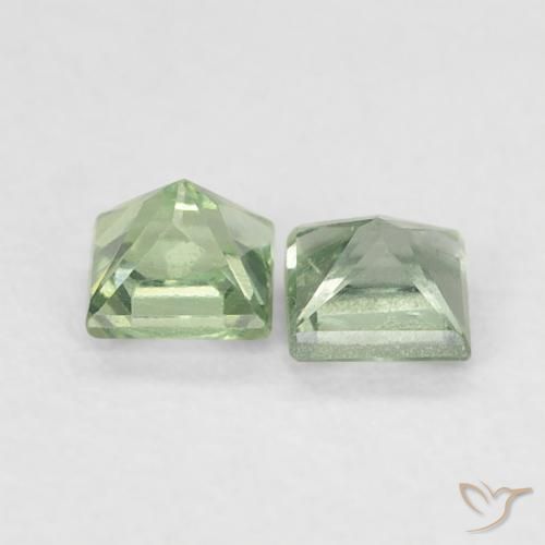 Pedras preciosas de Safira Verde Sábio Claro natural de 0.45 ct, Quadrado, VS