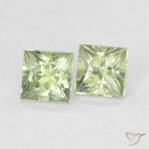 Pedras preciosas de Safira Verde Sábio Claro natural de 0.44 ct, Quadrado, VS