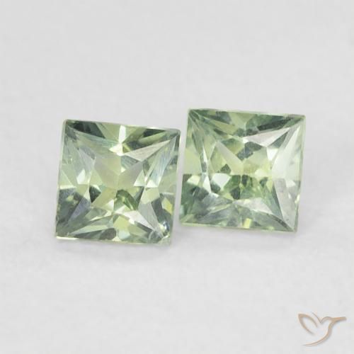 Pedras preciosas de Safira Verde Floresta Claro natural de 0.39 ct, Quadrado, VS