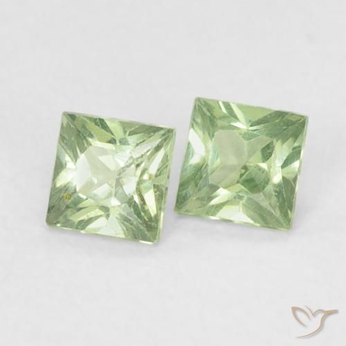 Pedras preciosas de Safira Medium Light Green natural de 0.40 ct, Quadrado, VS