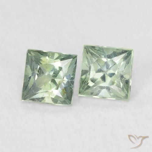 Pedras preciosas de Safira Medium Light-Green natural de 0.44 ct, Quadrado, VS