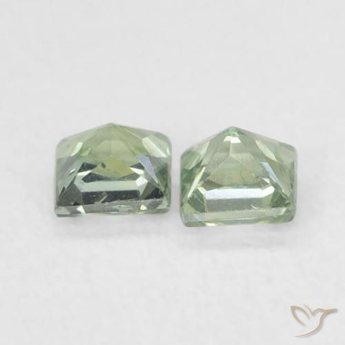 Pedras preciosas de Safira Medium Light-Green natural de 0.44 ct, Quadrado, VS