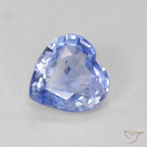 0.60ct Natural Pastel Azul Safira, Coração, VS-SI