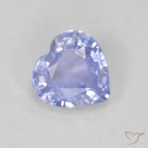 Safira Azul púrpura claro Natural 0.63ct, Coração, VS