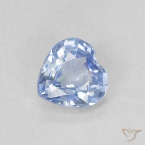 0.46ct Natural Pastel Azul Safira, Coração, VS