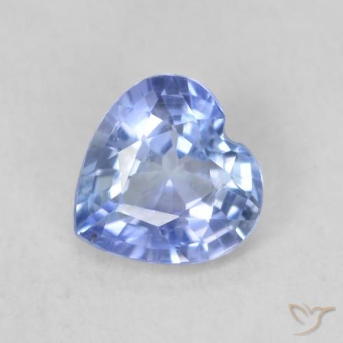 0.56ct Natural Pastel Azul Safira, Coração, VVS-VS