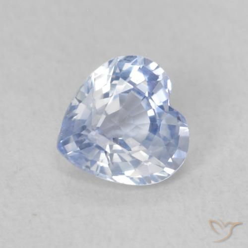 Safira Branco azulado Natural 0.56ct, Coração, VVS-VS