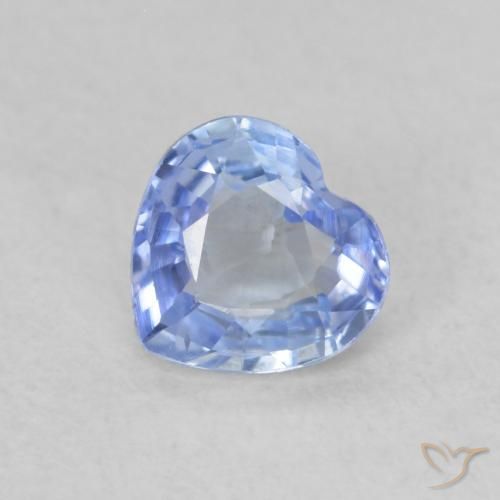 0.50ct Natural Pastel Azul Safira, Coração, VVS-VS
