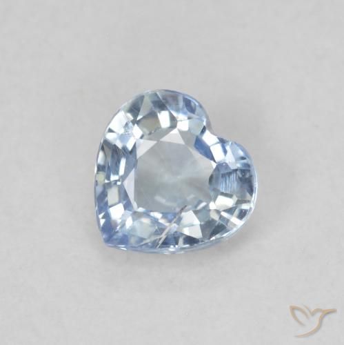 Safira Branco azulado Natural 0.49ct, Coração, VS