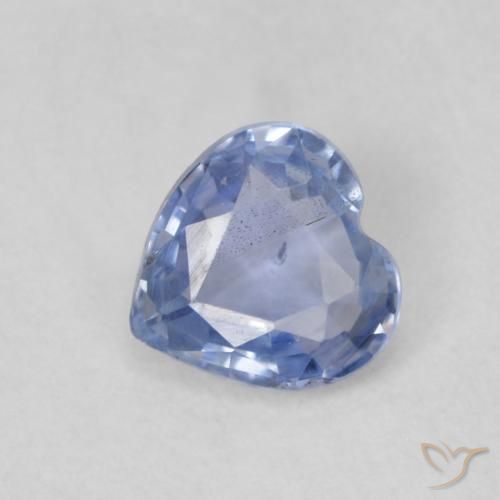 Safira Azul púrpura claro Natural 0.48ct, Coração, VS