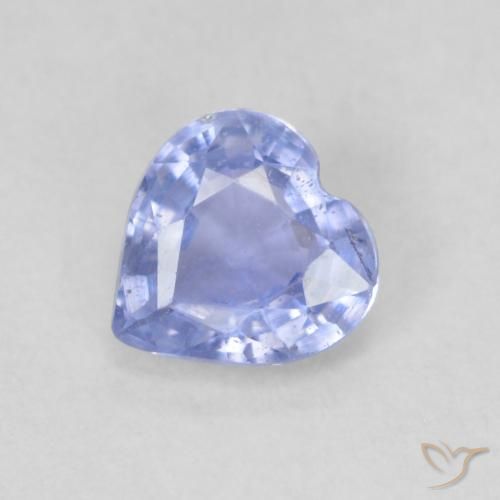 Safira Azul púrpura claro Natural 0.53ct, Coração, VS