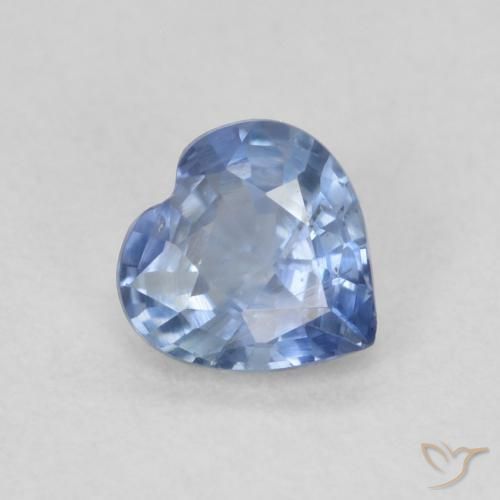 Safira Azul Muito Claro Natural 0.49ct, Coração, VS