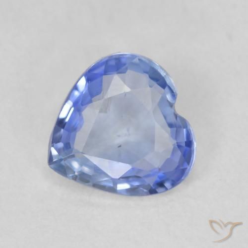 Safira Azul claro Natural 0.62ct, Coração, VVS-VS