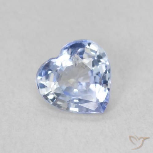 0.47ct Natural Pastel Azul Safira, Coração, VS