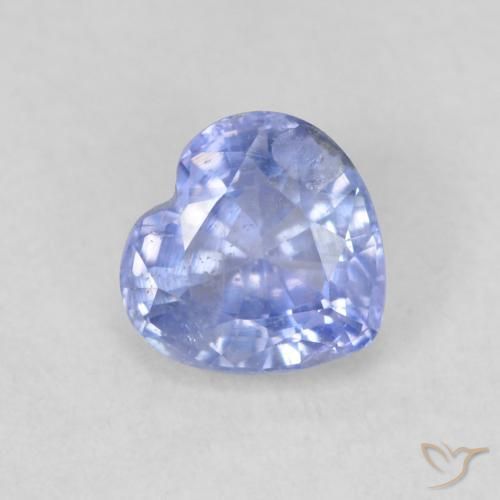 Safira Azul púrpura claro Natural 0.62ct, Coração, VS