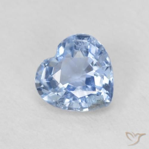 Safira Azul bebê claro Natural 0.59ct, Coração, VS