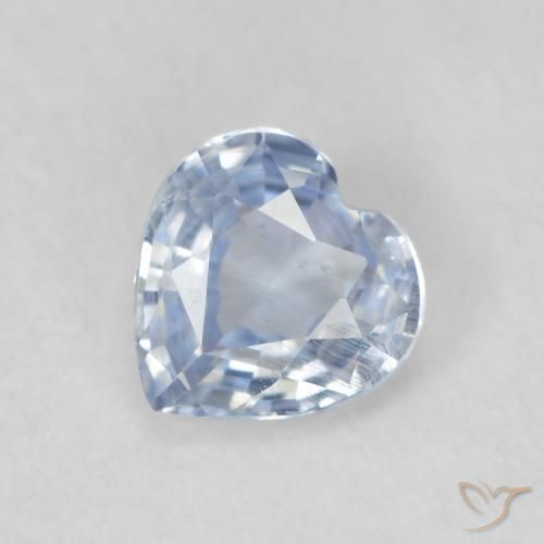 0.55ct Natural Azul Muito Claro Safira, Coração, VS