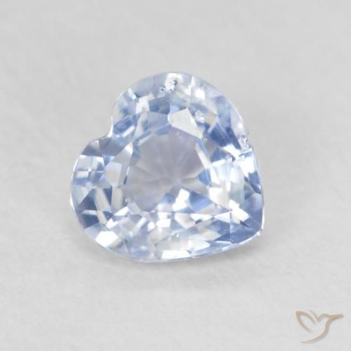 Safira Branco azulado Natural 0.63ct, Coração, VS