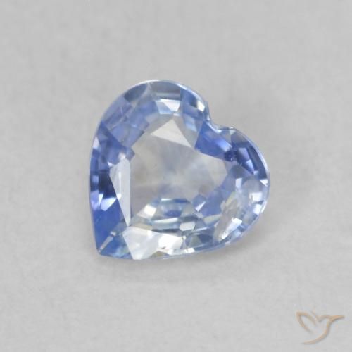 0.44ct Natural Pastel Azul Safira, Coração, VS