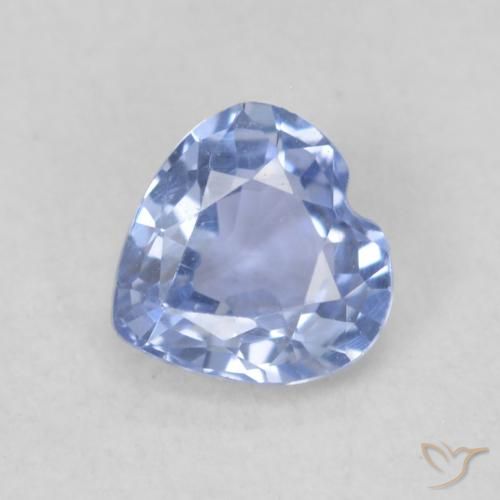 0.43ct Natural Azul Violeta Claro Safira, Coração, VVS-VS