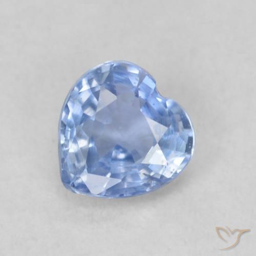 Safira Azul púrpura claro Natural 0.40ct, Coração, VS