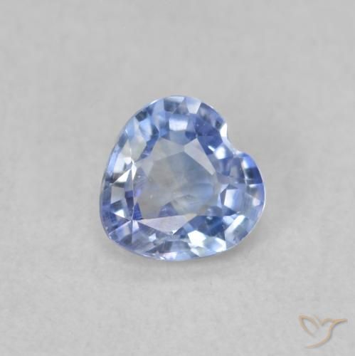 0.41ct Natural Pastel Azul Safira, Coração, VS