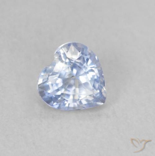 Safira Branco azulado Natural 0.42ct, Coração, VS