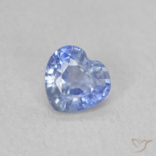 0.36ct Natural Pastel Azul Safira, Coração, VS