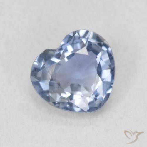 0.42ct Natural Azul Violeta Claro Safira, Coração, VVS-VS