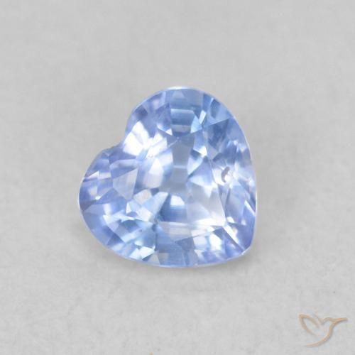 Safira Azul púrpura claro Natural 0.35ct, Coração, VS