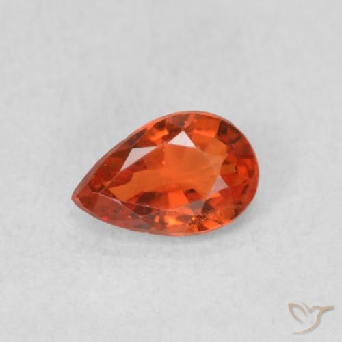 0.48ct Natural laranja avermelhado Safira, Formato de pêra, VS