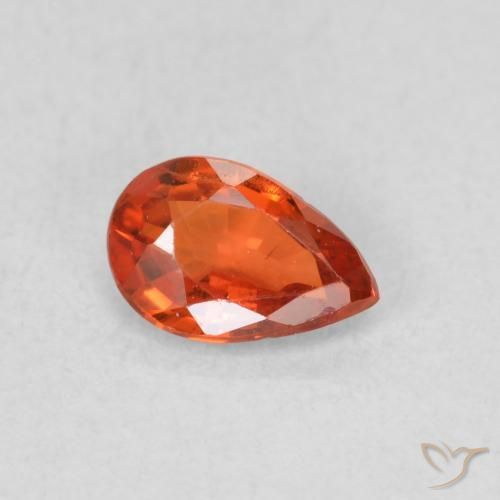 Safira laranja avermelhado Natural 0.48ct, Formato de pêra, VS