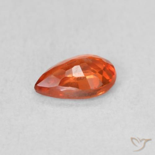 Safira laranja avermelhado Natural 0.48ct, Formato de pêra, VS