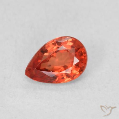 0.55ct Natural laranja avermelhado Safira, Formato de pêra, VS