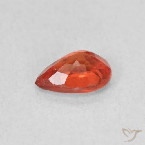 Safira laranja avermelhado Natural 0.55ct, Formato de pêra, VS