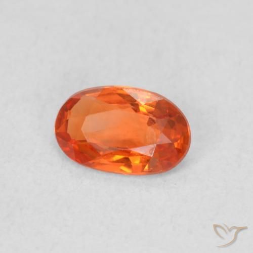Safira fogo laranja Natural 0.48ct, oval, VVS-VS