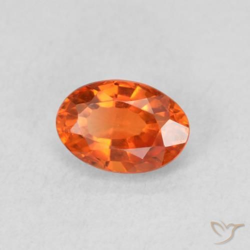 Safira fogo laranja Natural 0.63ct, oval, VS